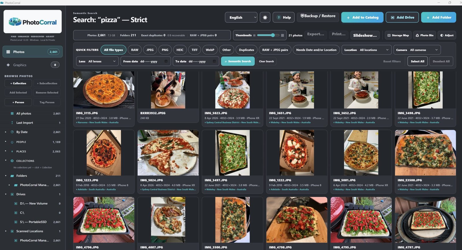 PhotoCorral Semantic Search results