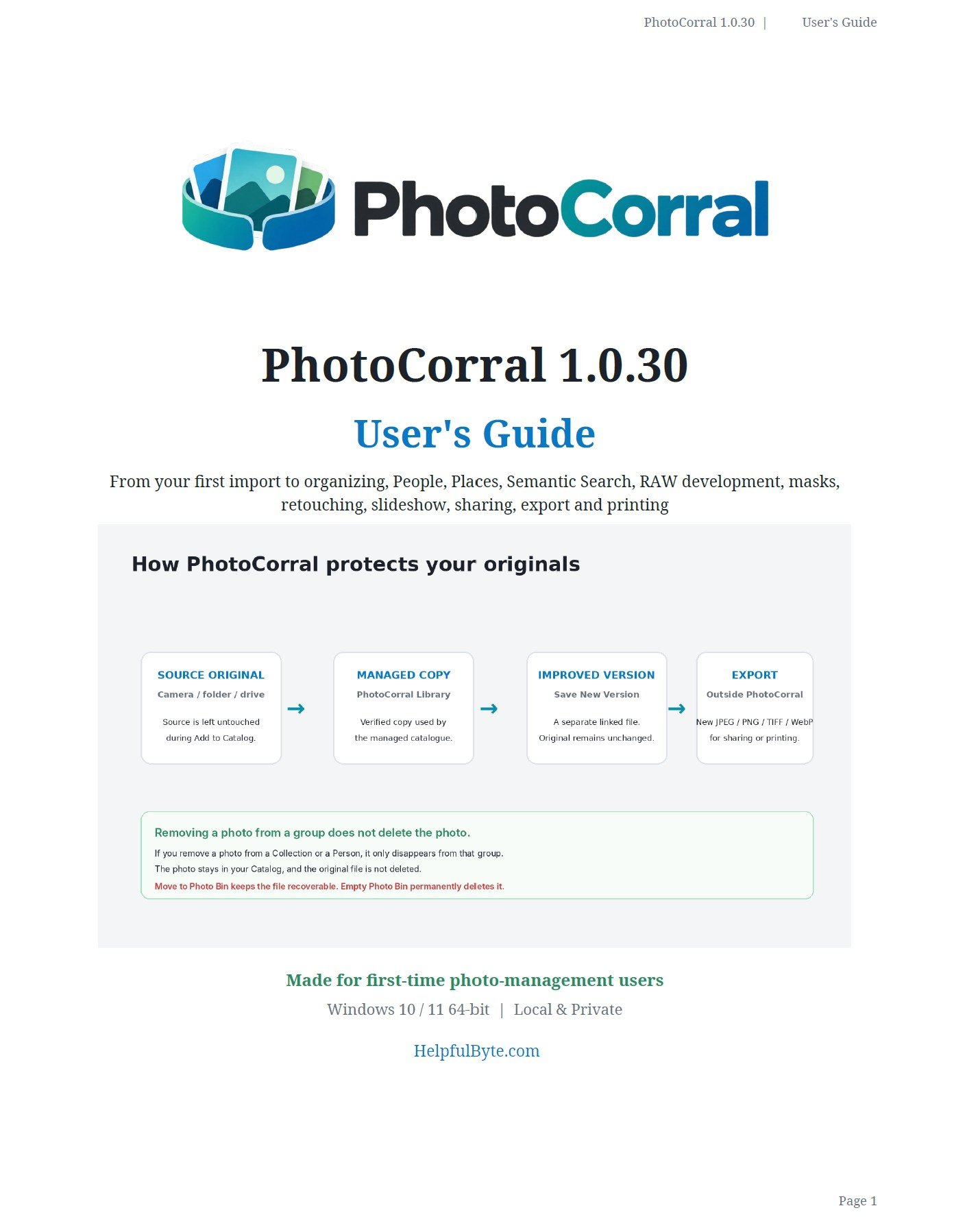 PhotoCorral 1.0.30 User's Guide cover